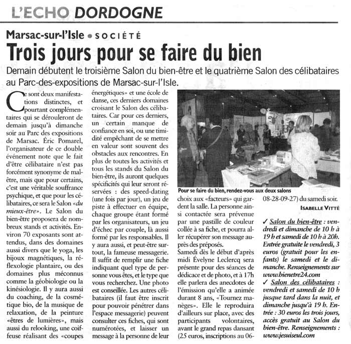 Le Salon Bien-Être - Article de Presse