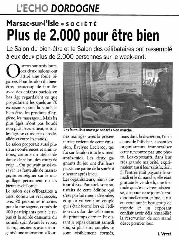 Le Salon Bien-Être - Article de Presse